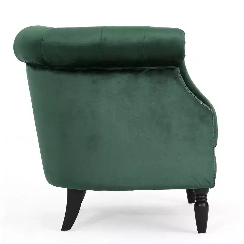 Fauteuil club contemporain capitonné avec clous de tapissier