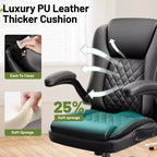 Chaise de Bureau de Direction en Cuir KERDOM, Chaise de Bureau Ergonomique avec Roulettes