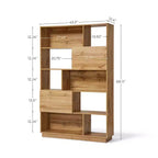 Bibliothèque haute LuxenHome de 173 cm avec 8 étagères et 2 armoires, bibliothèque à cubes à 5 niveaux avec portes, étagère de présentation avec rangement pour salon marron