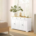 Buffet bas HOMCOM avec rangements, Meuble de cuisine moderne avec 4 portes, 2 tiroirs et 2 étagères réglables, Meuble de bar à café