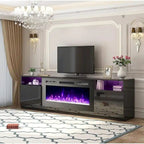 Meuble TV électrique de 36 po avec foyer, centre de divertissement et console TV pour téléviseurs jusqu'à 80 po, chauffage d'appoint moderne pour salon