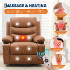 Fauteuil inclinable releveur avec massage et chauffage, fauteuils inclinables électriques surdimensionnés, siège de cinéma maison avec 2 porte-gobelets latéraux, fauteuil simple inclinable à bascule