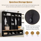 Meuble d'entrée large CLIHOME avec banc de rangement, armoire à chaussures minimaliste avec cubes de rangement et étagères