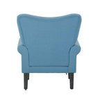 Fauteuil d'appoint moderne Erommy, fauteuil à dossier haut, canapé simple en tissu rembourré avec boutons et pieds en bois pour salon