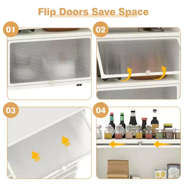 Meuble de cuisine Costway à 5 niveaux avec rangement, buffet mobile pour micro-ondes, portes basculantes, blanc/noir/gris/vert