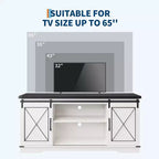 Meuble TV de style ferme pour téléviseurs jusqu'à 65 pouces, meuble de divertissement avec portes coulissantes de grange et armoires de rangement, console multimédia pour salon, chambre à coucher