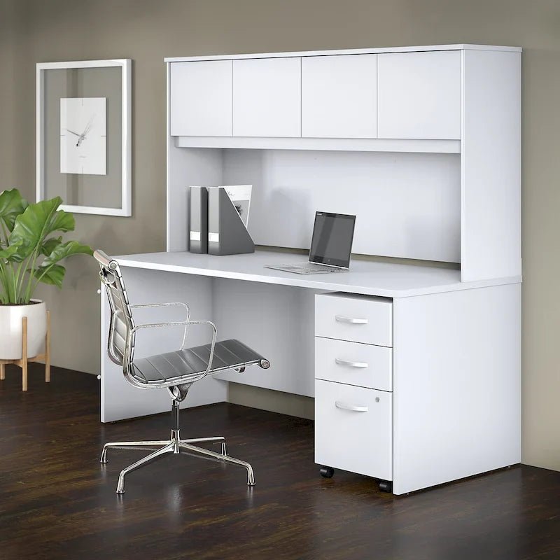 Bureau de 72 po avec huche et caisson mobile à 3 tiroirs