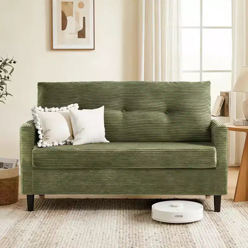 Dyonery 50, canapé Loveseat, 2 places pour bureau et petits espaces, assise profonde de 61 cm, cadre en bois massif certifié FSC, assemblage sans outils
