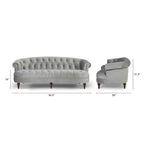 Canapé capitonné chesterfield La Rosa 84 en velours, style moderne du milieu du siècle