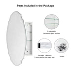 Armoire à pharmacie murale avec miroir 20 po L x 30 po H, sans cadre, biseautée, avec arc irrégulier