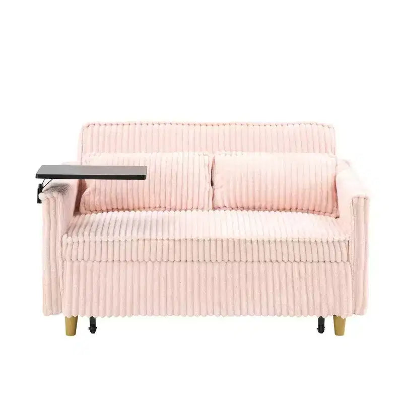 Canapé convertible gain de place TUYOHW, canapé-lit en velours côtelé avec plateau de table mobile et port USB, causeuse multifonctionnelle pour salon