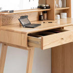 Commode GDFStudio Crichton en chêne massif moderne avec 4 tiroirs et étagères