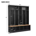 Meuble d'entrée large CLIHOME avec banc de rangement, armoire à chaussures minimaliste avec cubes de rangement et étagères