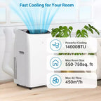 Climatiseur et Chauffage Portable Inverter 14000 BTU, Climatiseur Mobile pour Pièces Jusqu'à 70 m², avec Télécommande Économie d'Énergie 13,6