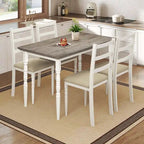 Ensemble de salle à manger de ferme Moasis avec 4 chaises, table à manger rectangulaire, style colonne romaine pour la cuisine
