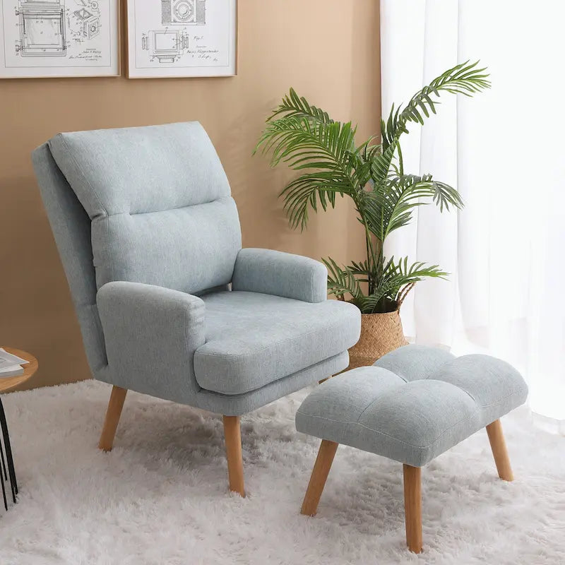 Fauteuil d'appoint et son pouf, avec dossier réglable