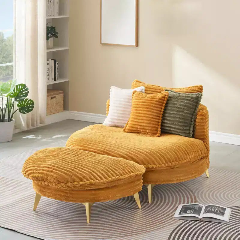 Fauteuil d'appoint moderne avec ottoman, canapé simple surdimensionné rembourré, fauteuil de salon profond avec repose-pieds pour chambre, salon, bureau