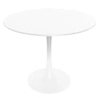 LeisureMod Bristol Ensemble de Salle à Manger 5 Pièces Table à Manger Ronde, 4 Chaises de Salle à Manger en Plastique Pieds Blancs