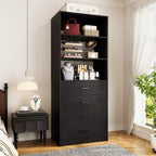Système de rangement de placard avec tiroirs et étagères en bois