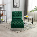 Chaise longue inclinable en velours capitonnée avec oreiller et pieds en acrylique