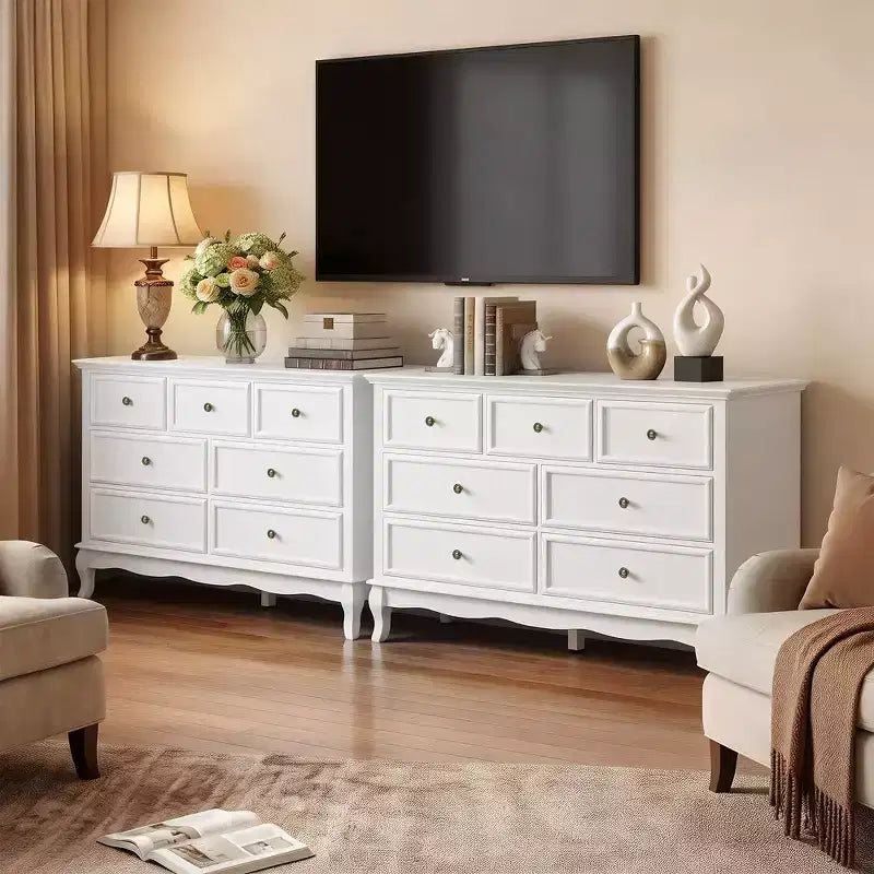 Commode à 7 tiroirs avec pieds en bois massif
