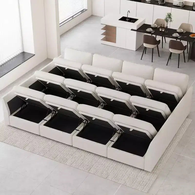 Module Pouf Ottoman Belffin en Chenille - Repose-Pieds de Rangement Modulaire avec Tissu Doux pour la Peau et Conception à Installation Rapide