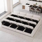 Module Pouf Ottoman Belffin en Chenille - Repose-Pieds de Rangement Modulaire avec Tissu Doux pour la Peau et Conception à Installation Rapide