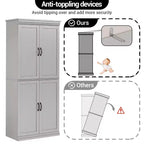 Meuble de rangement de cuisine autoportant, armoire de 178 cm avec portes et étagères réglables