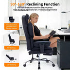 Fauteuil de bureau pour personnes fortes et grandes avec repose-pieds, fauteuil de jeu à dossier haut, fauteuil de bureau exécutif en cuir, fauteuil de bureau ergonomique avec support lombaire
