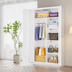 Armoire de rangement en métal verrouillable de 72 po de haut avec tringle de suspension pour garage, salle de sport, bureau à domicile