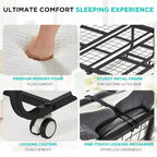 Lit pliant Erommy avec matelas à mémoire de forme : lit d'appoint pliable portable pour adultes avec matelas luxueux à mémoire de forme de 12,7 cm