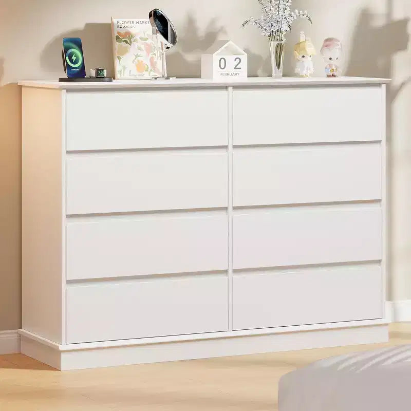 Commode de rangement à 8 tiroirs, coffre à tiroirs profonds, large meuble de rangement pour salon, couloir, chambre d'enfant