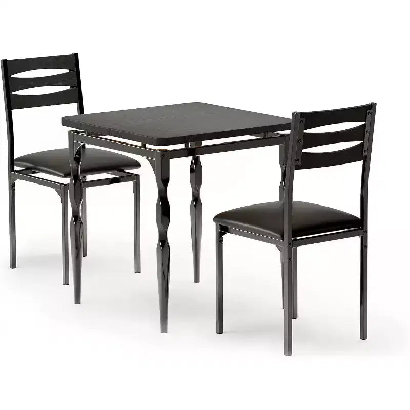Ensemble de salle à manger 3 pièces pour petits espaces, table et 2 chaises à pieds en spirale, ensemble de table de cuisine compact pour appartements