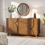 Commode géométrique moderne à 6 tiroirs, buffet de rangement large à demi-cercle pour chambre et salon