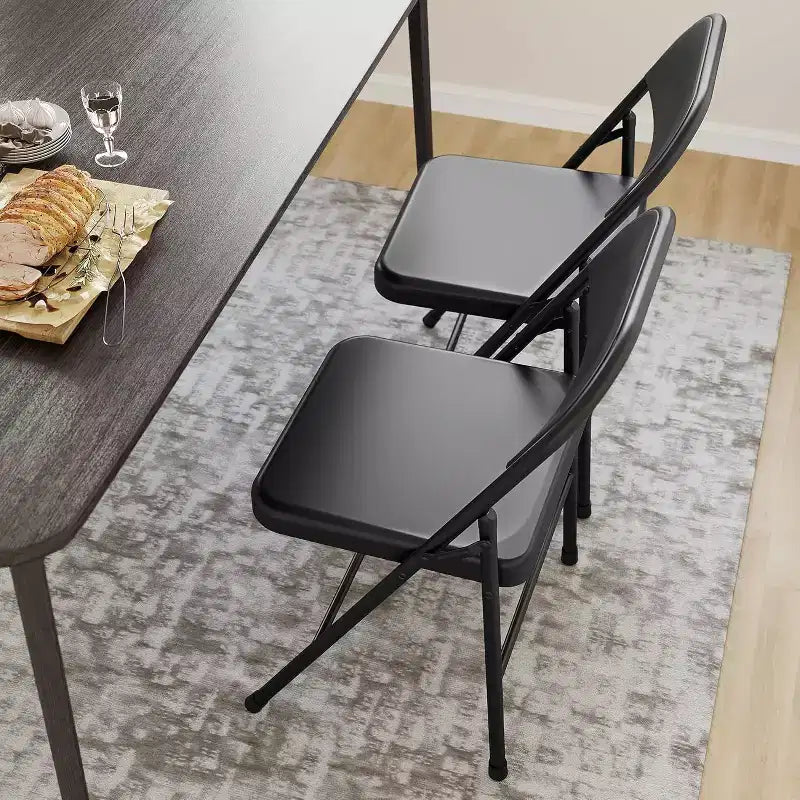 Lot de 8 chaises pliantes tout acier avec dossier, chaises pliantes en métal robustes, capacité de 159 kg, convient pour l'intérieur et l'extérieur