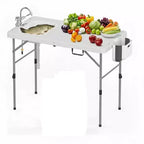 Table de nettoyage de poisson pliante avec évier pliable, table de camping portable et station de nettoyage de poisson, évier de camping avec tuyau de vidange de robinet et pulvérisateur
