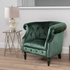 Fauteuil club contemporain capitonné avec clous de tapissier