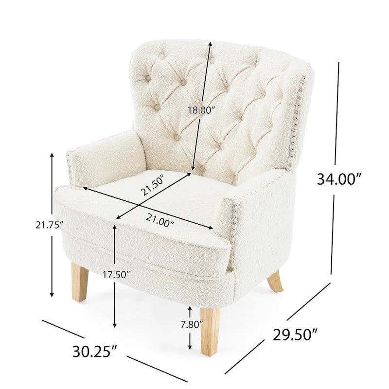 Fauteuil club Christopher Knight Home en boucle d'amande clouté