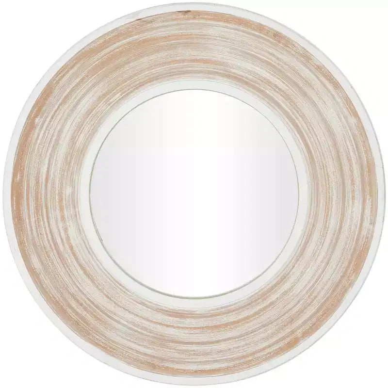 Miroir mural en bois 35x35 avec effet blanchi crème - Olivia & May : Aucun assemblage, cadre en MDF, usage intérieur
