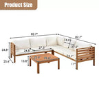Ensemble de canapé d'angle d'extérieur Polibi Acacia avec table basse assortie