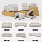 Module Pouf Ottoman Belffin en Chenille - Repose-Pieds de Rangement Modulaire avec Tissu Doux pour la Peau et Conception à Installation Rapide