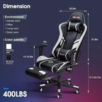 Douxlife Fauteuil de Jeu Ergonomique Moderne avec Massage à 7 Points, Repose-Pieds et Accoudoirs Réglables Noir et Blanc