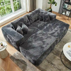 HOOOWOOO Canapé d'angle moderne en peluche avec pouf amovible