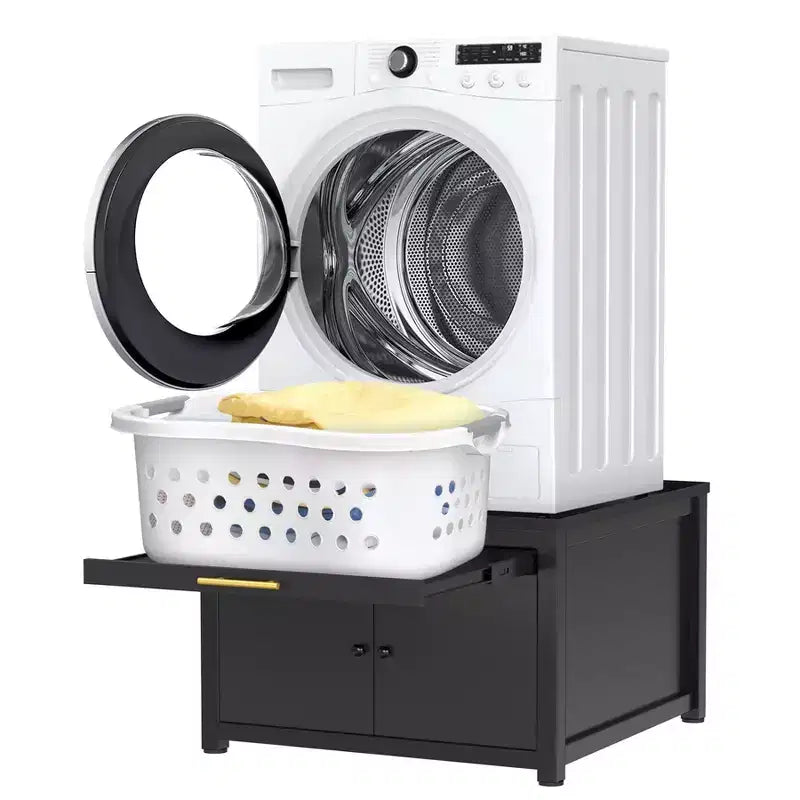 Socle pour laveuse et sécheuse en métal robuste noir/blanc – Unité simple, anti-vibration