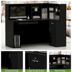 Bureau d'accueil en L en bois pour ordinateur de bureau