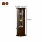 Meuble d'angle classique en bois d'hévéa marron avec porte vitrée