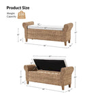 Banc de rangement en rotin de style bohème-ferme Bab avec motifs sculptés creux par HULALA HOME