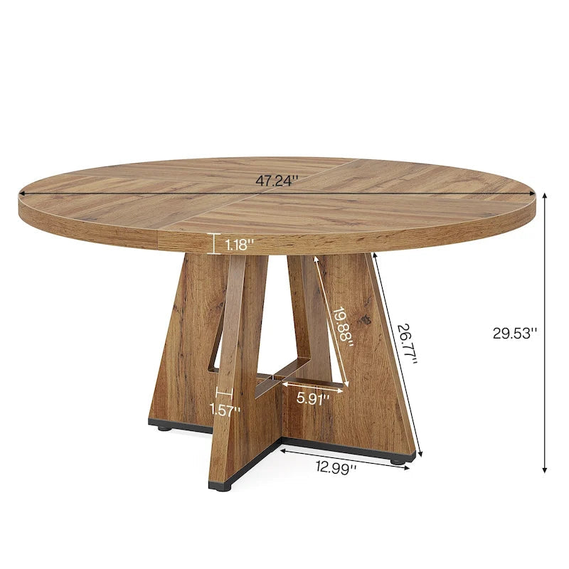 Table à manger ronde de 47 pouces pour 4 personnes, table de salle à manger en bois pour cuisine, salle à manger, salon - N/A