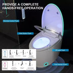 Toilette Bidet Intelligente avec Abattant et Siège à Ouverture/Fermeture Automatique, Chasse d'Eau à Capteur au Pied, Design Monobloc Allongé Sans Réservoir, Siège Chauffant