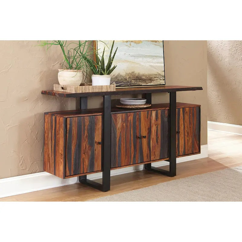 Buffet 4 portes Kappelman Grey Sheesham et Noir